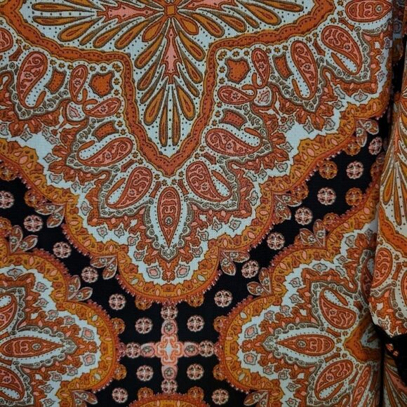 Paper Crane double layered dress orange/black Paisley XL Pre-owned - Picture 5 of 7